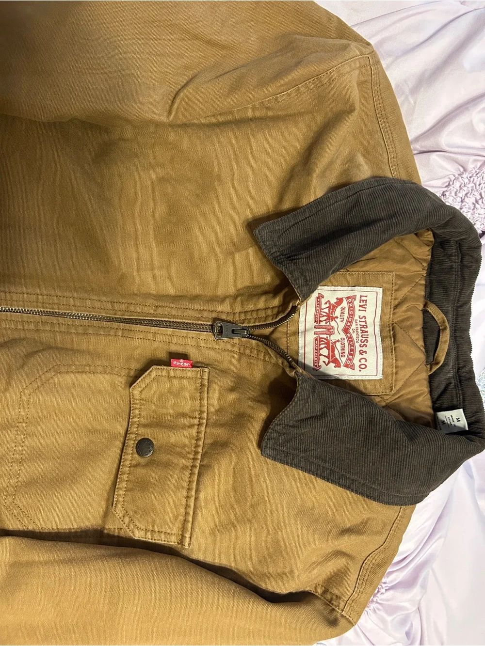 Levi's Tan Canvas Field Jacket with Dark Brown Corduroy Collar